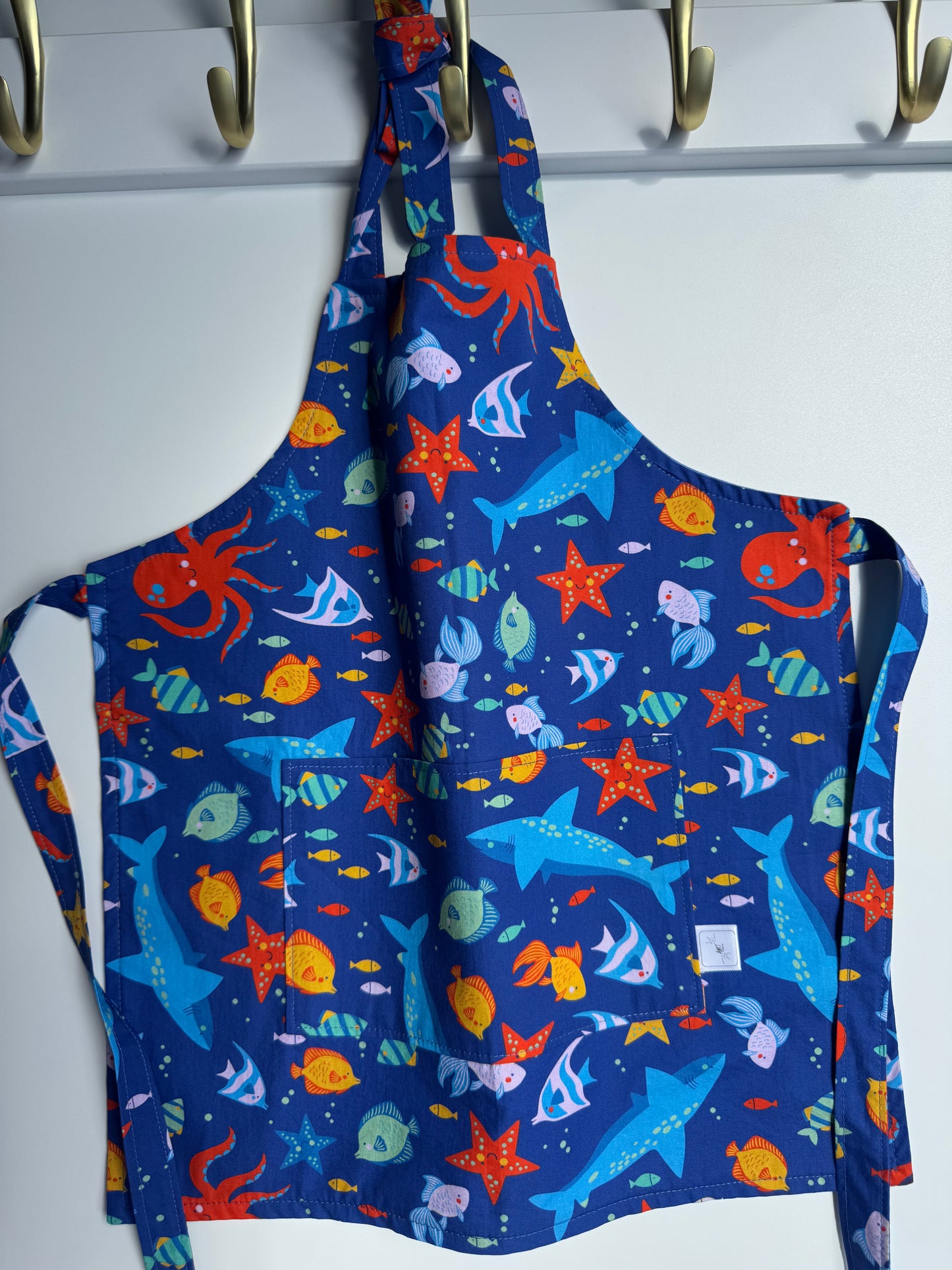 Reversible Children’s Apron - Under The Sea (Blue)
