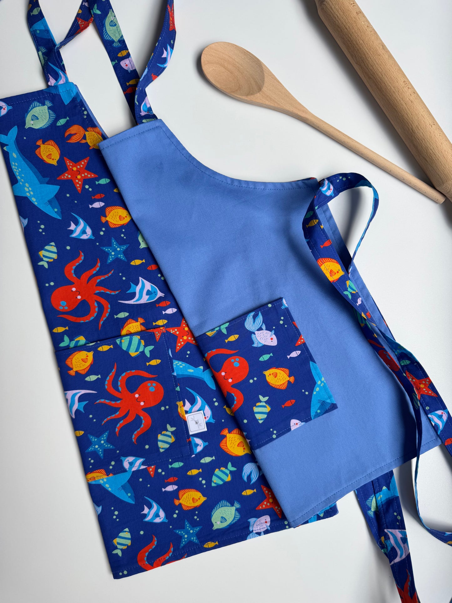 Reversible Children’s Apron - Under The Sea (Blue)